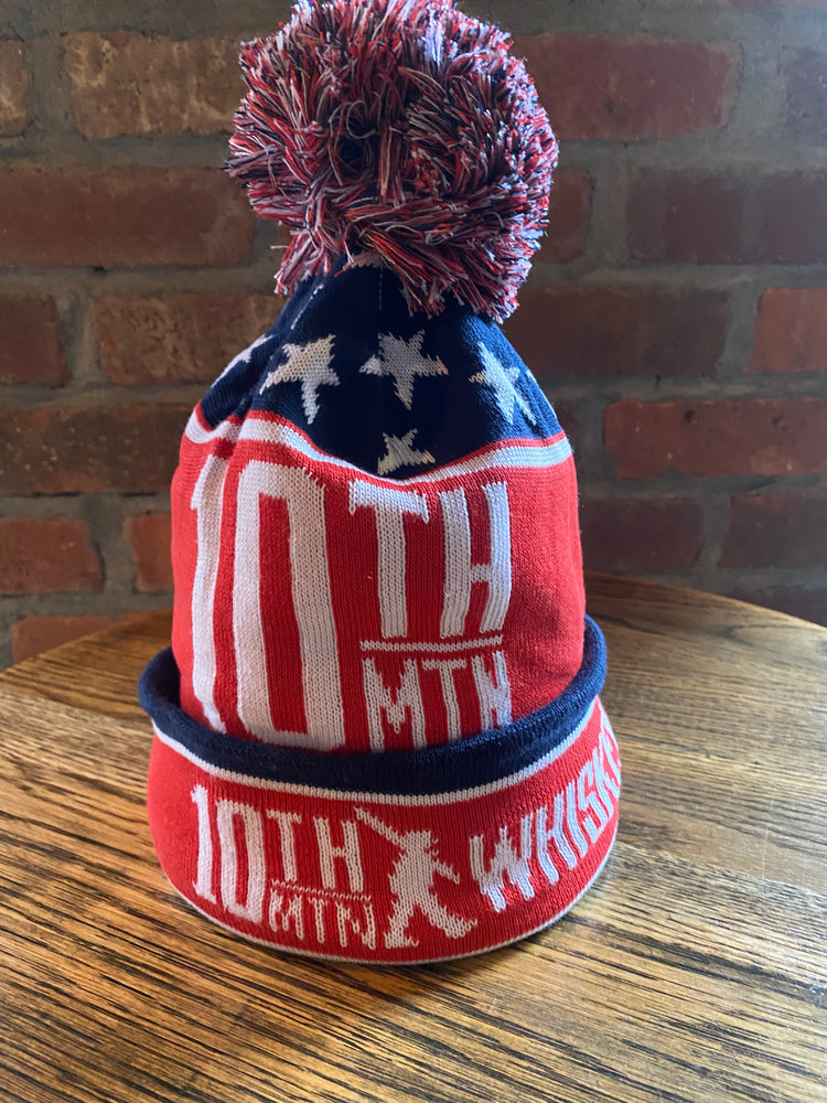 10th Mountain Whiskey Red White & Blue Beanie with Stars
