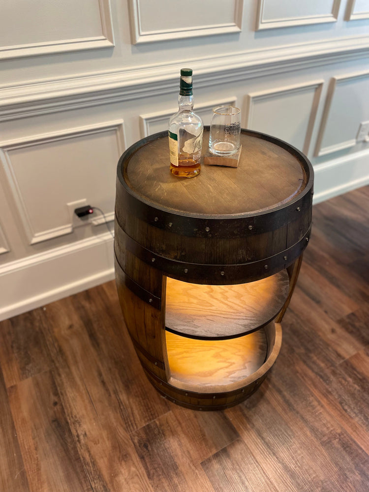 Open Face Whiskey Barrel Cabinet - 10th Mountain Whiskey