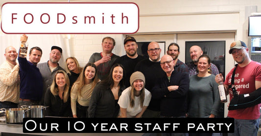 Celebrating with our team for our 10 year anniversary with a cooking class at Foodsmith! - 10th Mountain Whiskey