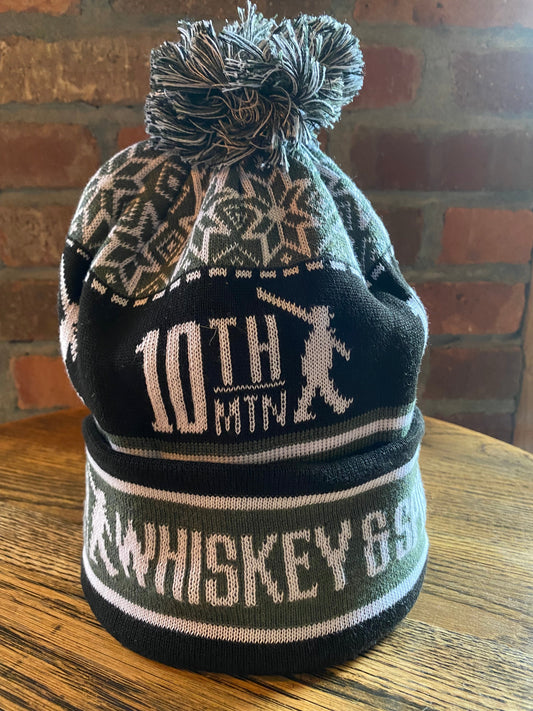 10th Mountain Black & White Snowflake Beanie - 10th Mountain Whiskey