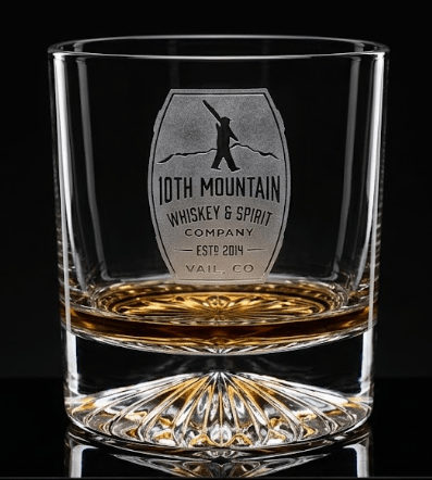 10th Mountain Crystal Rocks Glass - 10 ounces - 10th Mountain Whiskey