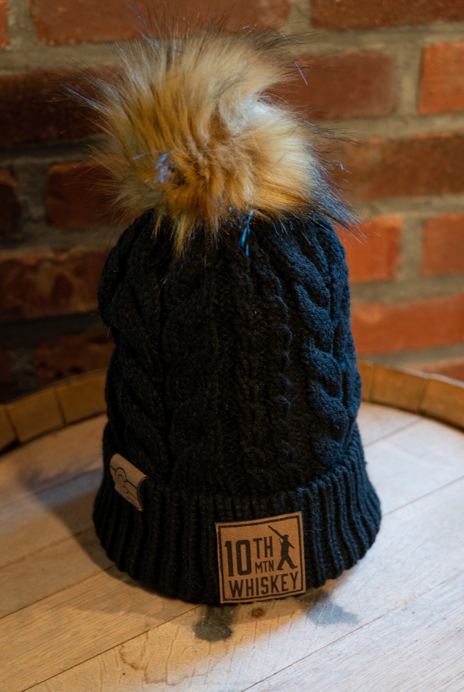10th Mountain Whiskey Black Fur Beanie