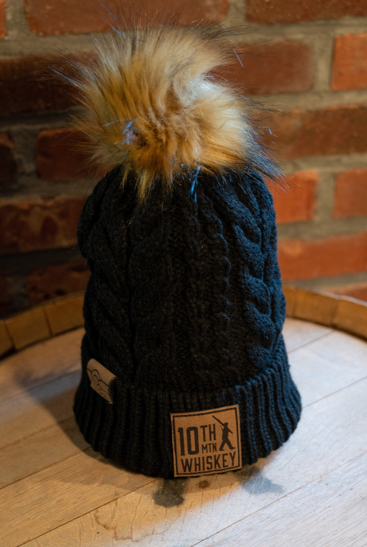 10th Mountain Whiskey Black Fur Beanie