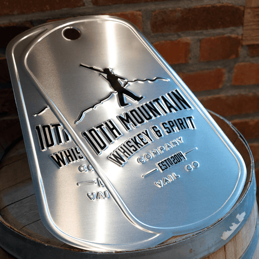 10th Mountain Whiskey Tin Tacker Dog Tag Sign
