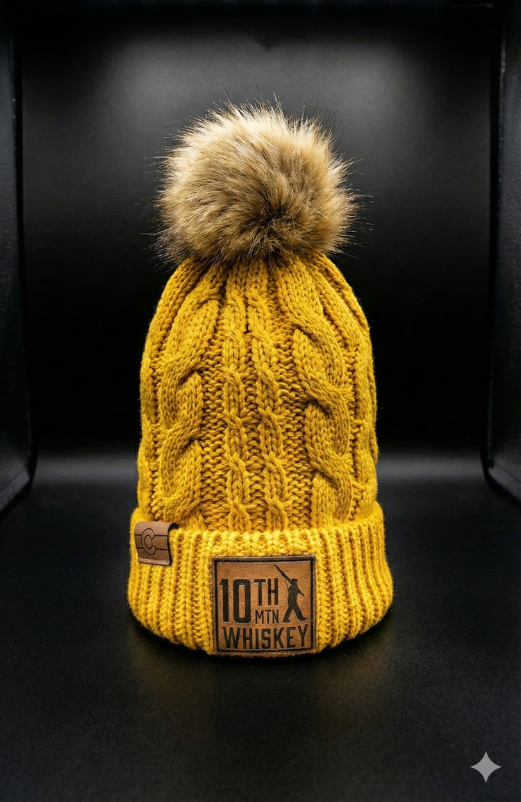 Golden Fur Pom Beanie