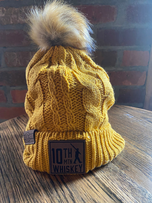 Golden Fur Pom Beanie