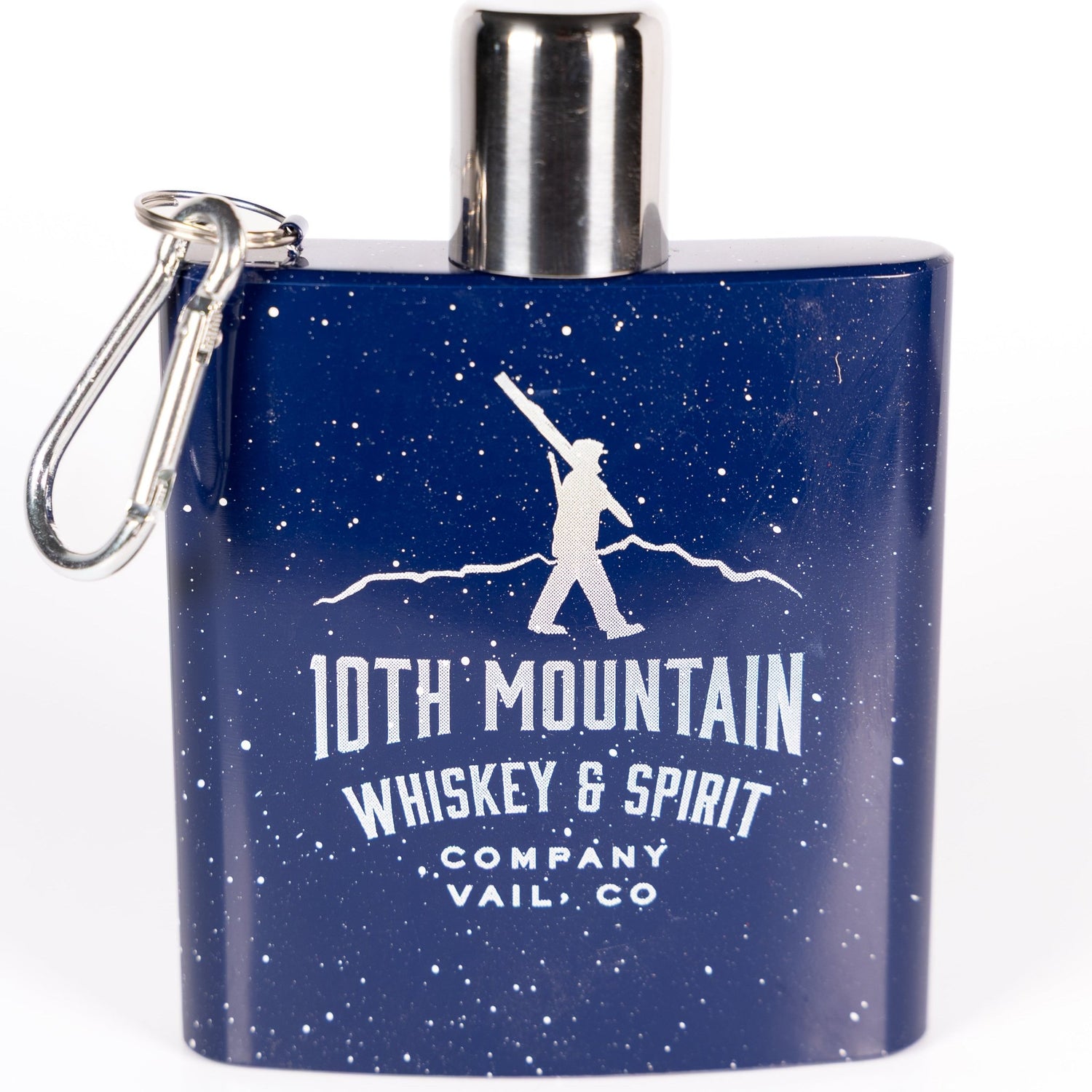 Blue Enamel Carabiner Flask - 10th Mountain Whiskey