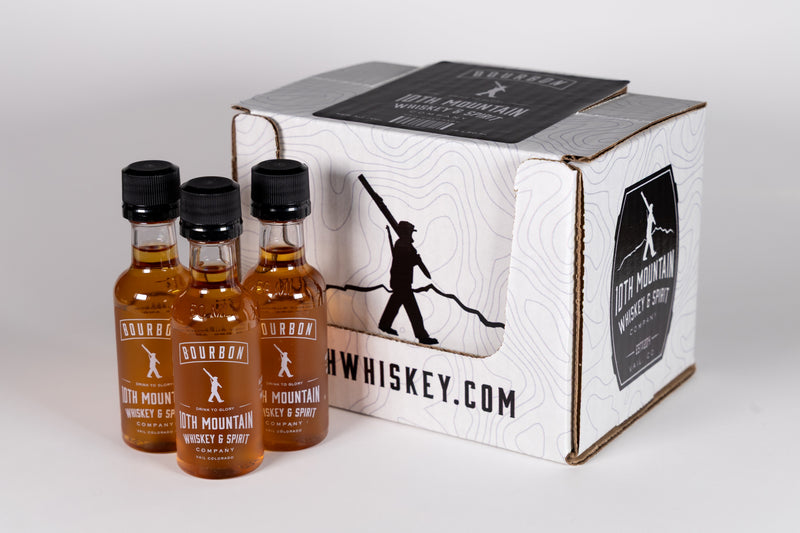 10th Mountain Bourbon Airplane Bottle 12 Pack – 10th Mountain Whiskey