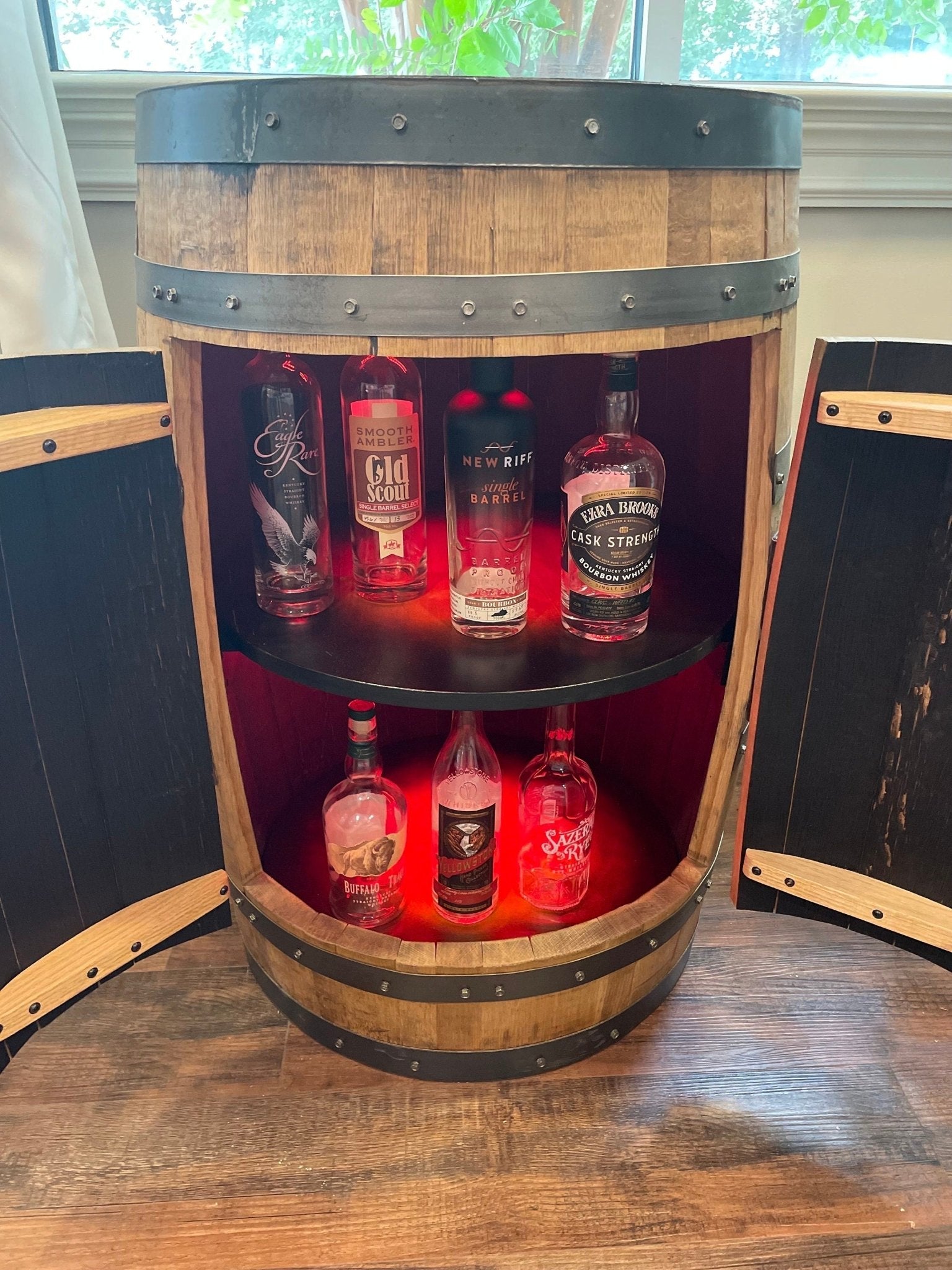 Bourbon Barrel Cabinet LEDs engraving available