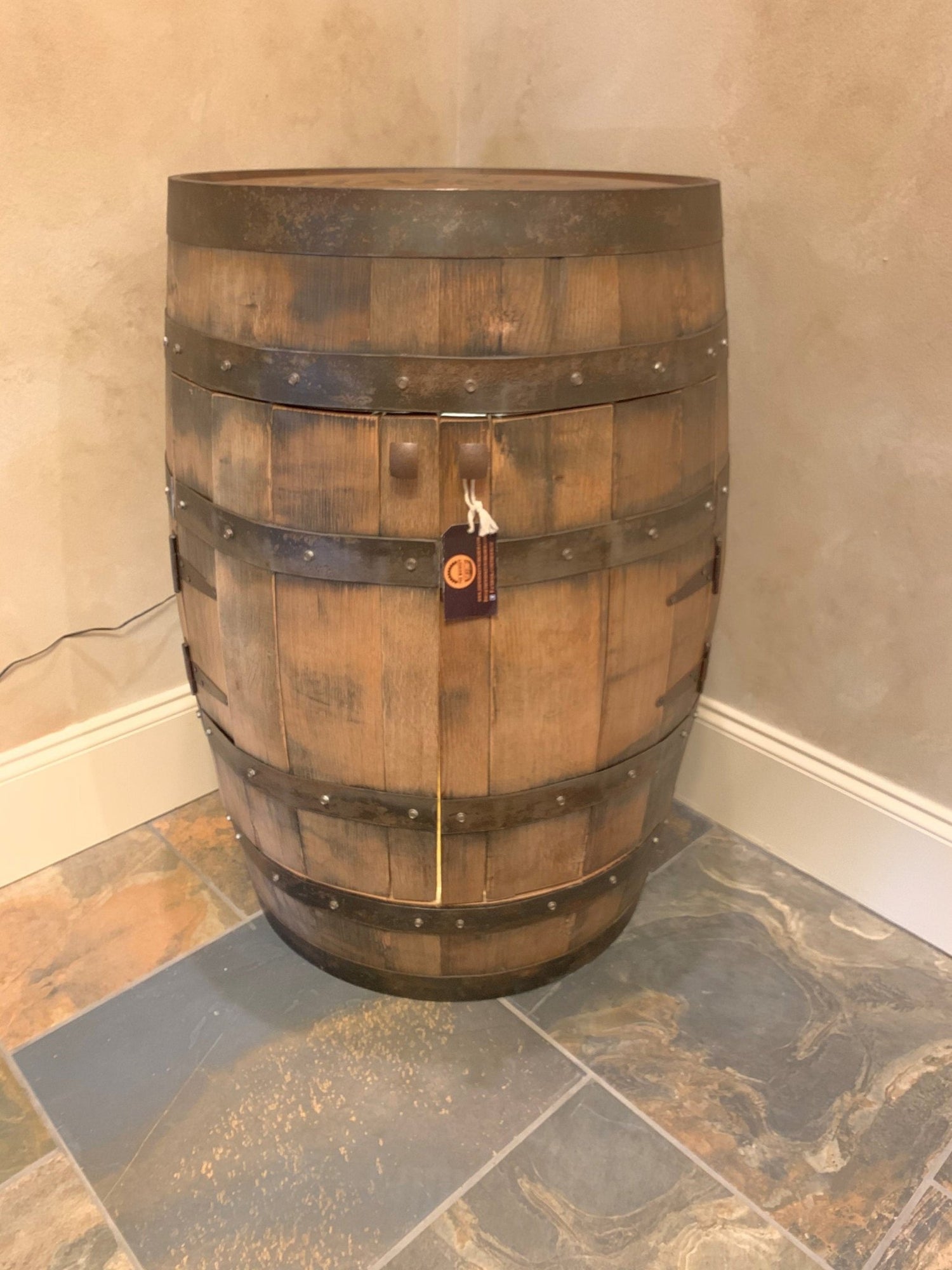 Bourbon Barrel Cabinet with multicolor LED's - engraving available - 10th Mountain Whiskey