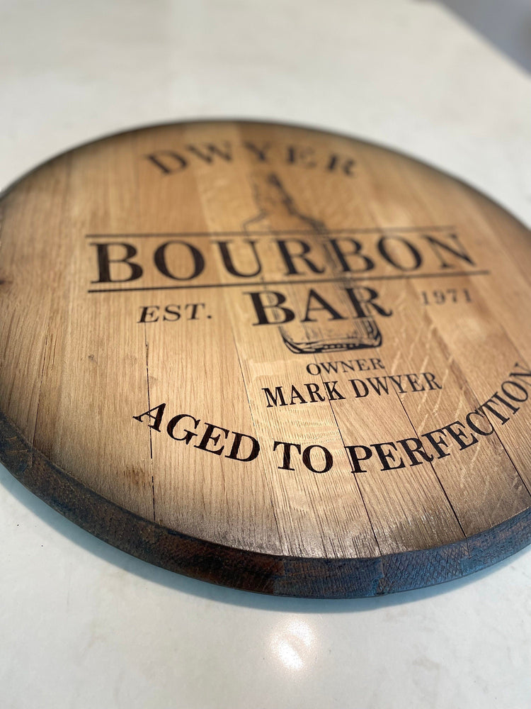 Bourbon Barrel Head Bar Sign - 10th Mountain Whiskey