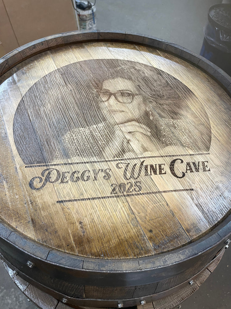 Custom Commemorative Photo Engraved Whiskey Barrel Head - 10th Mountain Whiskey