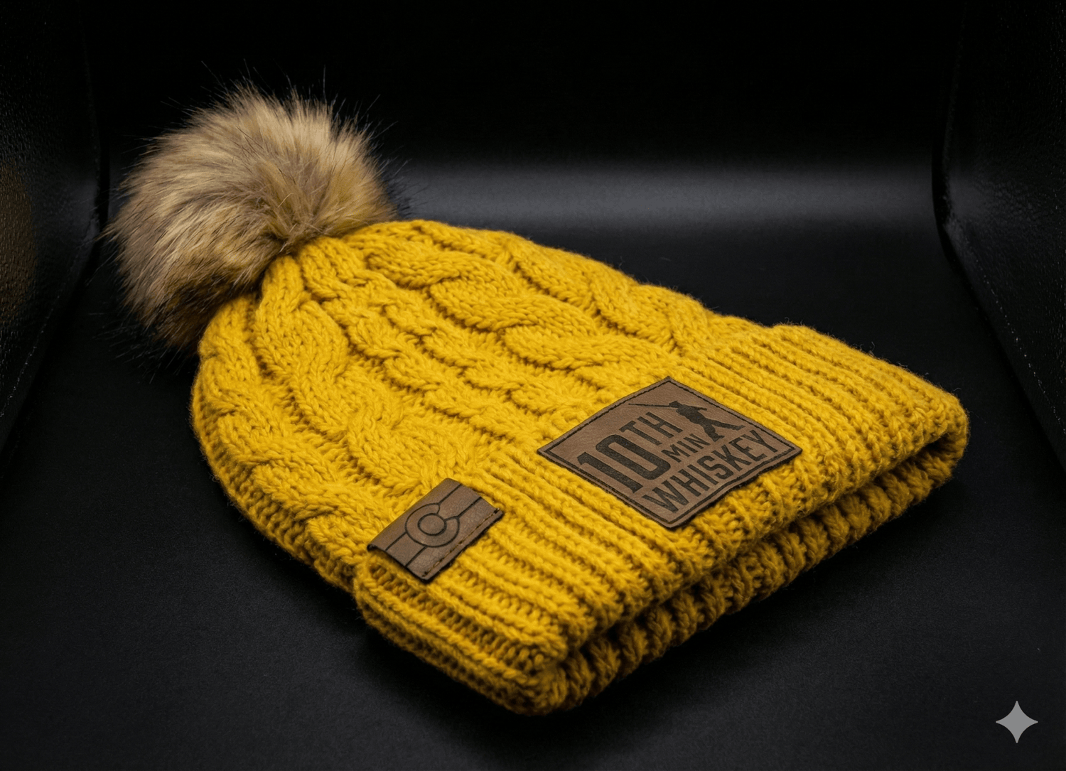 Golden Fur Pom Beanie - 10th Mountain Whiskey