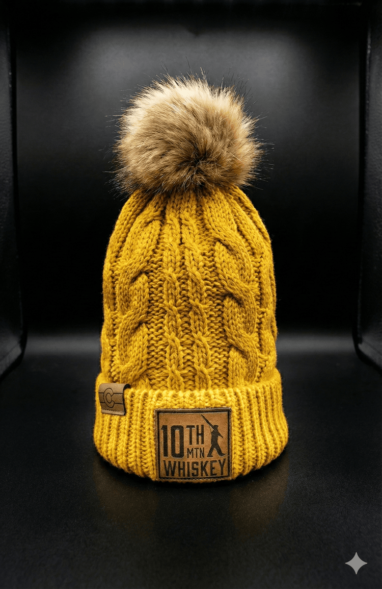 Golden Fur Pom Beanie - 10th Mountain Whiskey