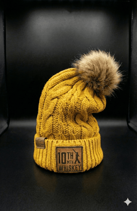Golden Fur Pom Beanie - 10th Mountain Whiskey