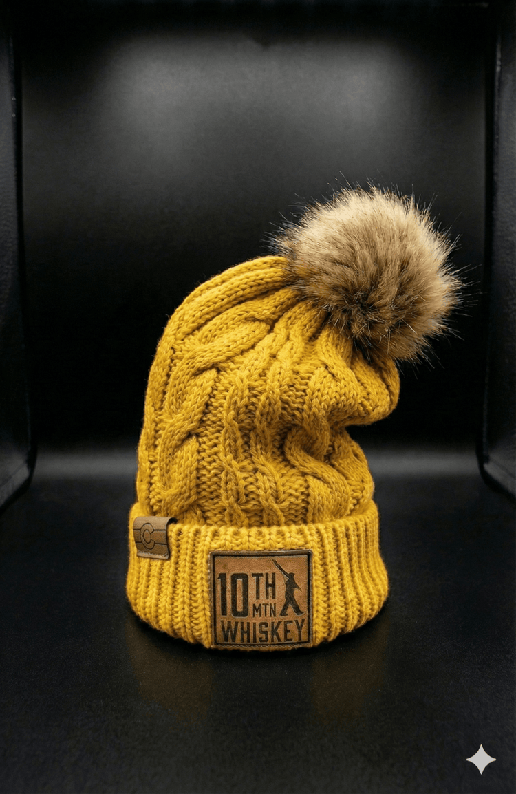 Golden Fur Pom Beanie - 10th Mountain Whiskey