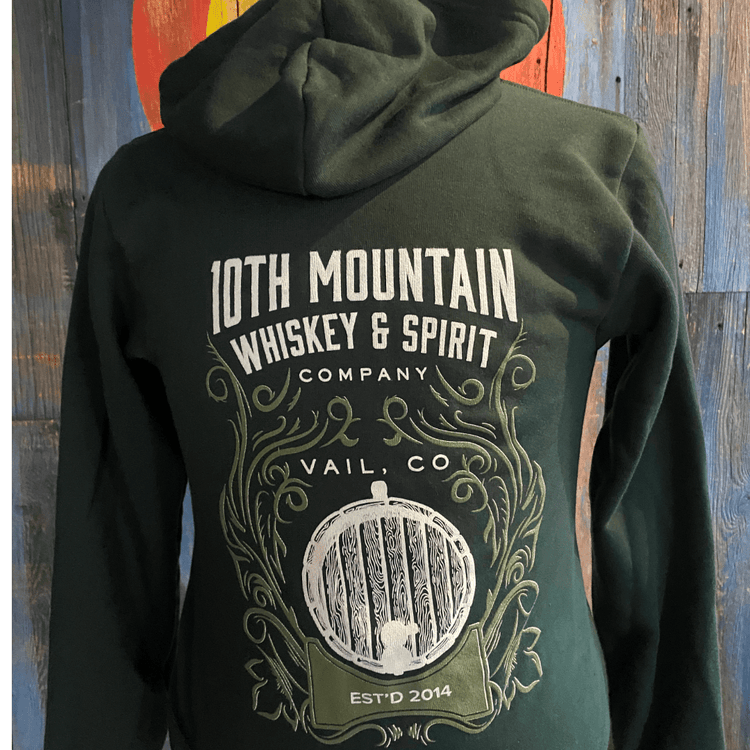 Green Zip Up Hoodie - 10th Mountain Whiskey
