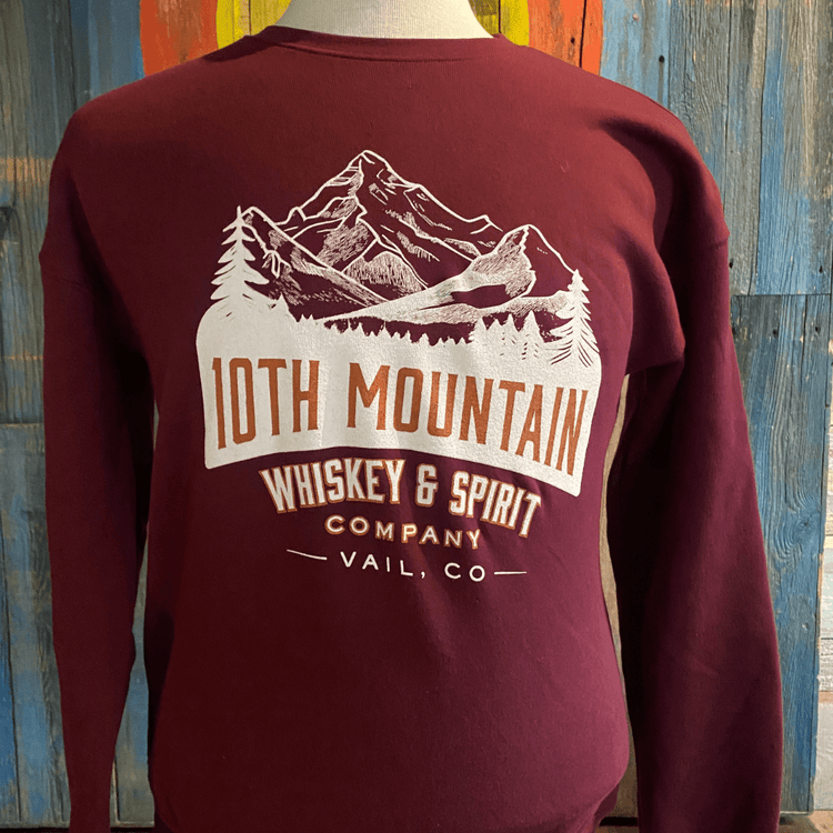 Maroon Crew Neck Sweatshirt - 10th Mountain Whiskey