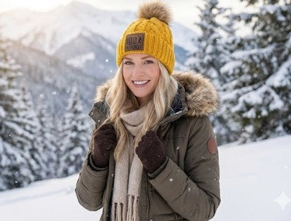 Golden Fur Pom Beanie