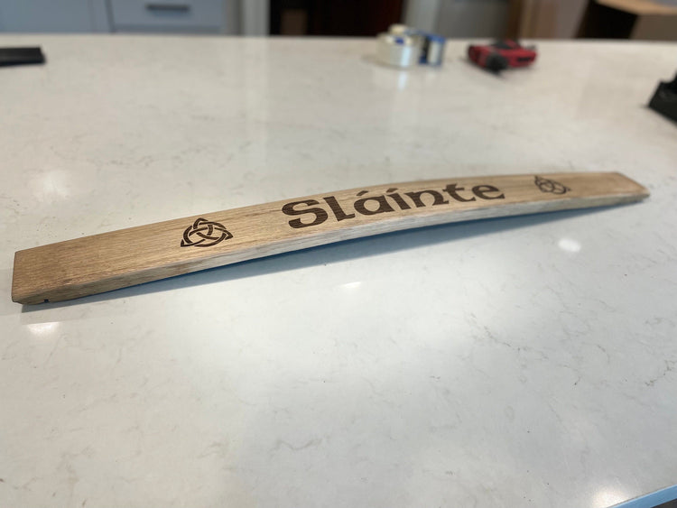 Slainte - Laser engraved bourbon barrel stave - 10th Mountain Whiskey