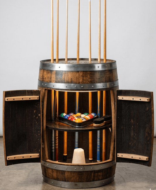 Whiskey Barrel Pool/Billiards Cabinet - 10th Mountain Whiskey